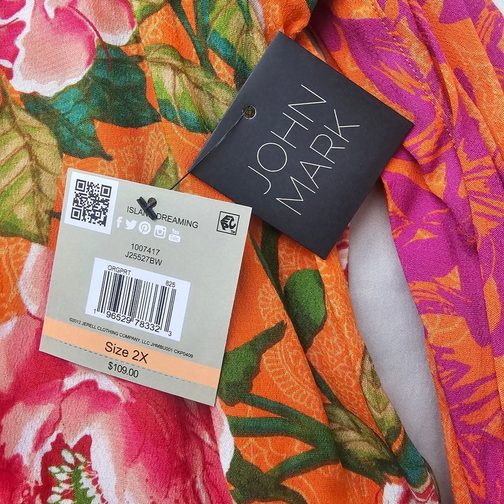 John Mark 2X Island Dreaming Floral Boho Mandarin Collar Button Shirt NWT 1222 - Picture 4 of 9